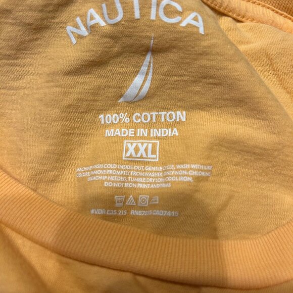 Mens Nautica Shirt 2XL Orange Blue‎ Sail Logo T Shirt SIze XXL - Picture 2 of 2